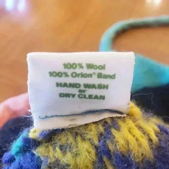 𝅺Pinyon Products Men's Navy/Yellow/Turquoise Wool Beanie - Picture 12 of 13